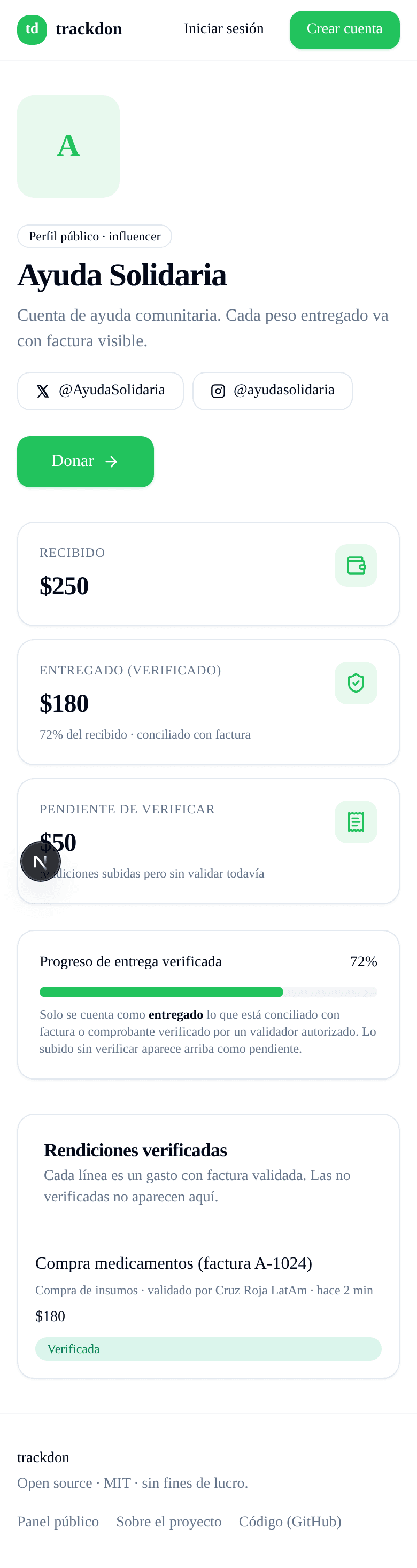 Perfil público · influencer